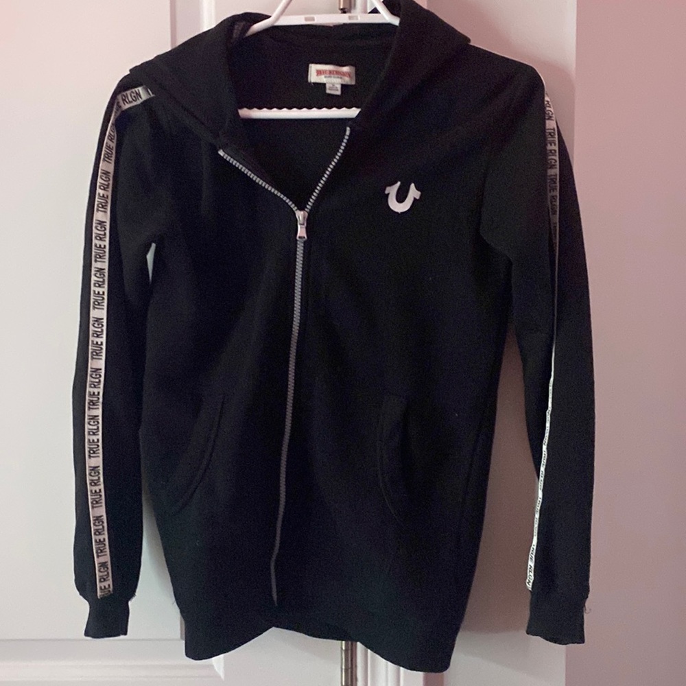 True Religion zip up sweater. size M